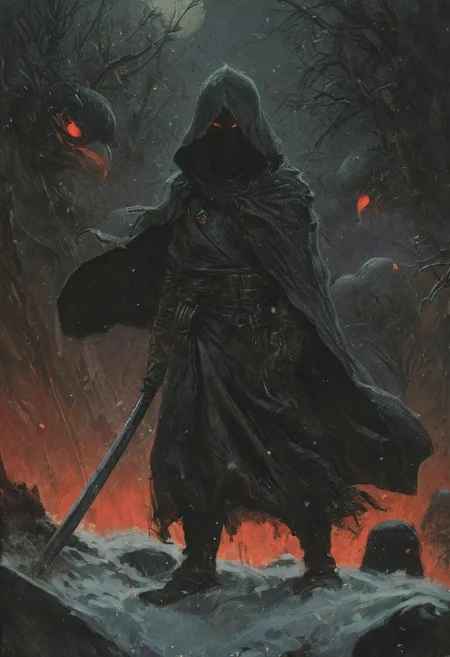 satan monks ronin army ,hundreds, india architecture, strong bright , The neon hues of her aura paint the air, a vivid testament to her inner strength and focus. distant shot, An intense action scene a beautiful japan ninja girl wearing a red hooded cloak and white mask, dark crow standing on her shoulder, 6crow, snow at night, dark lighting, horror, (((hand up))), carrying a katana, sad, cobblestone path with winter and bloody snow, japan vilage, hyper detailed comprobo weapon, holding bloody sword, battoujutsu, battoujutsu stance, ready to draw, sheathed, unsheathing, scabbard, fighting stance, extremely intricate detail character, accurate depiction of character, correct body anatomy, correct hands and fingers, extremely intricate skin and facial texture detail, design, extreme dynamic pose, sfw, sharp background detail, wide shot, intimidating retro 90's, red, black, science fiction, a dark sky lit by the glow of distant moons and neon lights. rockpunk, yoji shinkawa, James Jean, Ayami Kojima, village. colorful (polaroid:0.7) with vibrant colors, (vacations, high resolution:1.3), (small, selective focus, european film:1.2), (sexual advance:1.1), ,end of hopes ,silence, extremely detailed,dark,sad, easy negative, digital artwork by Beksinski, extremely detailed, dark, chiaroscuro, low-key,in the style of Kelly Slater ,style by Kelly Slater,closeup,digital artwork by Beksinski, style of Kelly Slate, human in red robe with cloacked face but the withs of a lacewing bug
