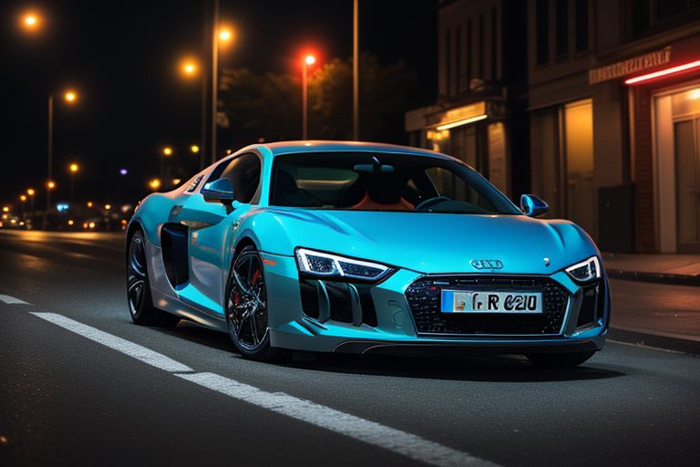 cars fantastic orange, [Audi R8], speed, intricate detail ,neon city background, city background, night, HD. Photograph , in table((realism)), extremely high quality RAW photograph, ultra detailed photograph, sharp focus, high resolution, (detailed skin:1,3),high quality, film grain, Fujifilm XT3,Highly Detailed, movie, (Cinematic Photo:1.3) of (Realistic:1.3)