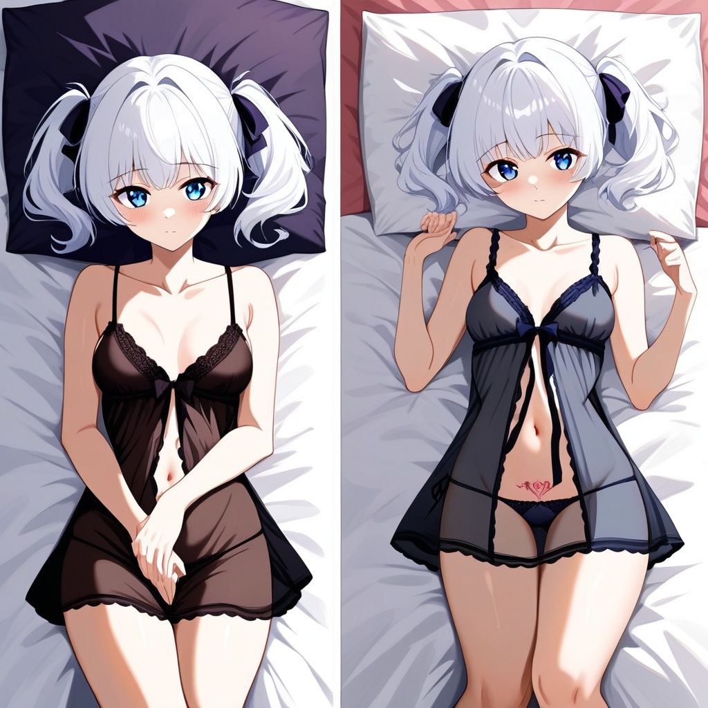 1la, on bed, nightgown, body pillow cover