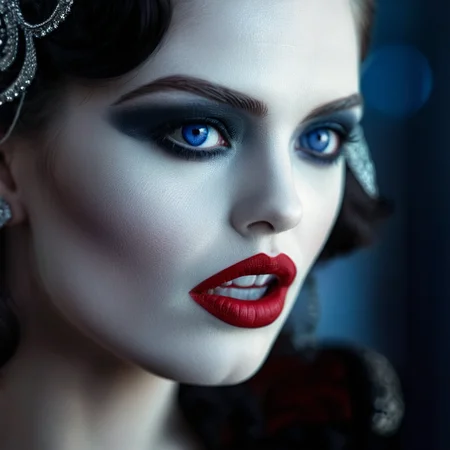 cinematic film still of <lora:add-detail-xl:1>
<lora:detailed:0.3>
<lora:perfection style:0.3>
<lora:xl_more_art-full_v1:0.3>
<lora:drawing style:0.8>
drawing style
closeup on a a blue eyes white makeup vampire woman with a red lipstick and a black dress comic book magazine style <lora:brides of dracula style:1>, shallow depth of field, vignette, highly detailed, high budget, bokeh, cinemascope, moody, epic, gorgeous, film grain, grainy