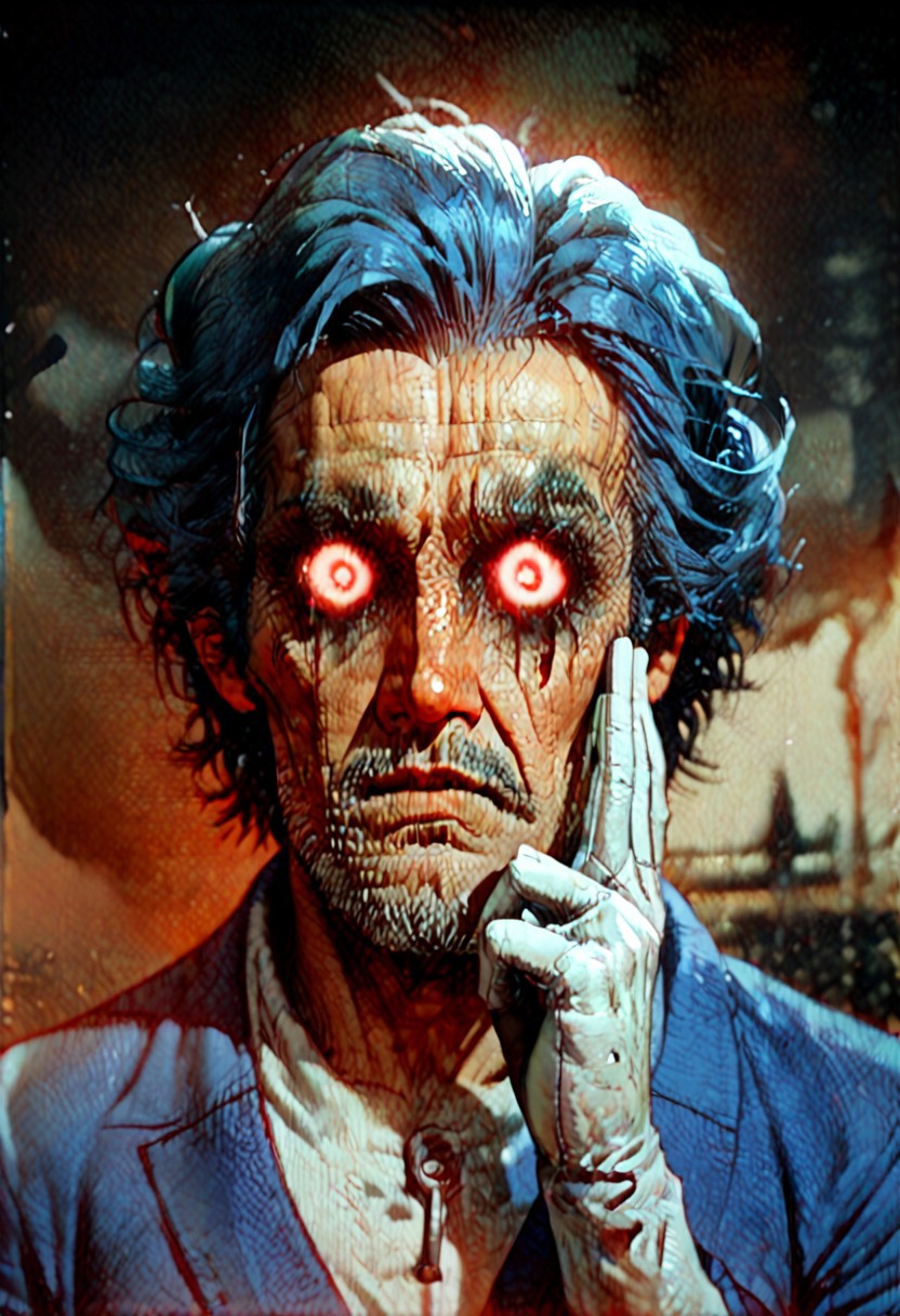 score_9, score_8_up, score_7_up, realistic, high detail
   , masterpiece, beautiful,  sonic the hedgehog, blue fur, green eyes, white gloves,
, 1 male, red eyes, white eyes, eye glow, black round shadow on eyes,old bedroom, darkness, creepyness,