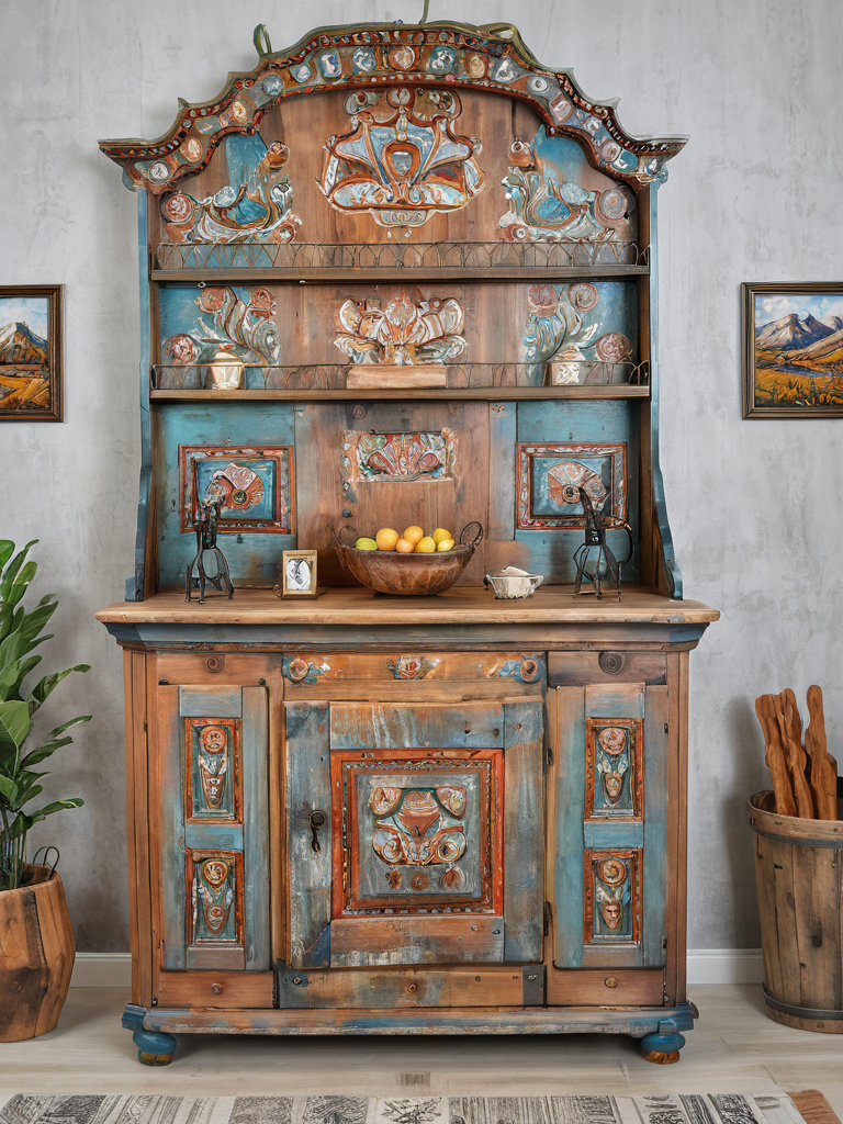 photo realistic style, masterpiece, best quality, ultra-detailed, intricate details, high quality, best lighting , cinematic lighting,
(allmoge), 1800s rustic furniture, coloured details,
<lora:allmoge-V2-SDXL:1>