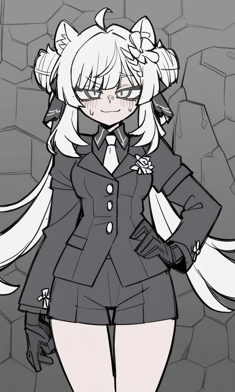 Helltaker style,1girl,solo,newest,medium quality,general,masterpiece, <lora:manuka_v0.1:1>, <lora:xl_Helltaker:0.9>