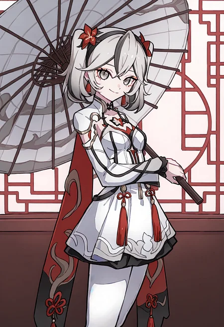 kame 0 0 kame, <lora:kame_0_0_kameloconeps11:0.8>,
theine, <lora:theobrobine-guy90-Illust-Lycorisv1:0.8>,
<lora:trforill-000148:0.6>,
camellya (wuthering waves)1girl, solo, umbrella, jewelry, earrings, holding, holding_umbrella, pantyhose, dress, grey_eyes, oil-paper_umbrella, tassel, long_sleeves, hair_ornament, grey_hair, white_pantyhose, breasts, from_side, multicolored_hair, flower, cowboy_shot, tassel_earrings, bangs, white_dress, closed_mouth, hairband, gradient_hair, standing, ribbon, long_hair, smile, chinese_clothes, wide_sleeves, short_hair, medium_breasts, indoors