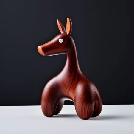 (expert craftsmanship:1.8), (high resolution, product photography, photo studio background:1.2), (wooden toy animal:1.8), (fine wood, dark realistic wood materail:1.5), (simple form, abstract form:1.8), (finely crafted parts, simple shape, elegant shape, ambiguous shape, stout shape, innocent shape:1.4), (comfortable, playful, friendly, whimsical:1.5), (Danish Design aesthetic, made in Denmark:1.7)