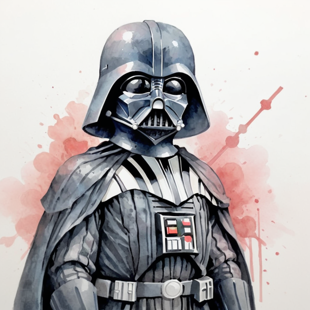 cute darth vader, abstract watercolor, csw, <lora:CSW-Style-2-000017:0.8>