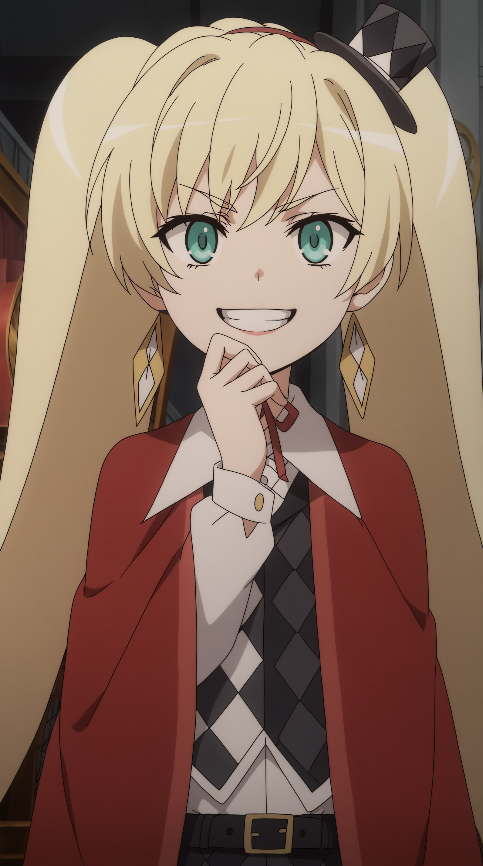 score_9, score_8_up, score_7_up,anime_source, source_anime, best background, detailed background, anime screencap, 4k, upscaled,  Ladylee Tangleroad, Main Outfit, general, solo, smile, open mouth, hand on chin, grin  <lora:JN_Ladylee_Tangleroad_Pony:0.8>