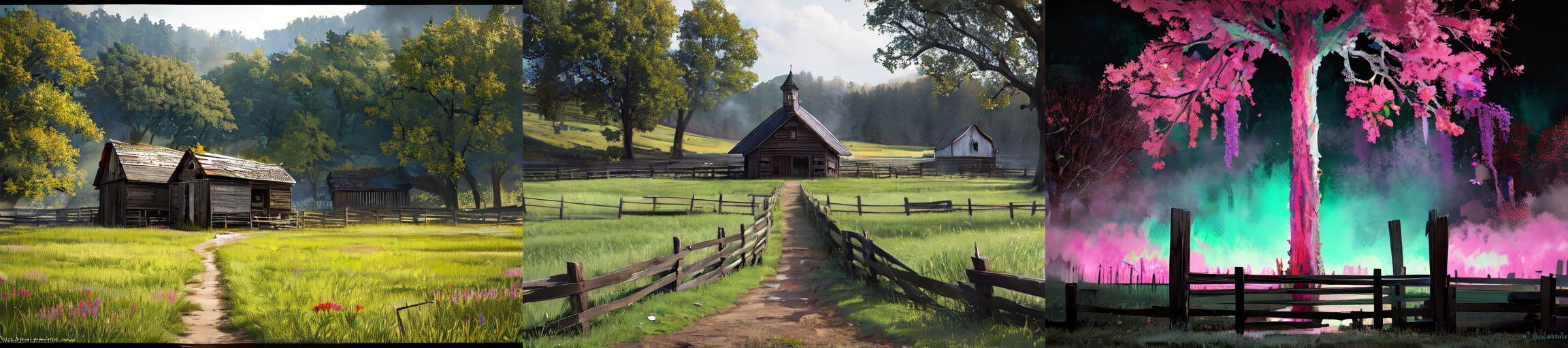 (otherworldly), highly insanely detailed, masterpiece, top quality, best quality, highres, 4k, 8k, RAW photo, (very aesthetic, beautiful and aesthetic), farm, fields, barn, fence, fantfa, <lora:FantasyFarm-10:0.6>, 
1girl, 
(__lazy-wildcards/char/haircolor__), 
(__lazy-wildcards/dataset/background-color__),âââ