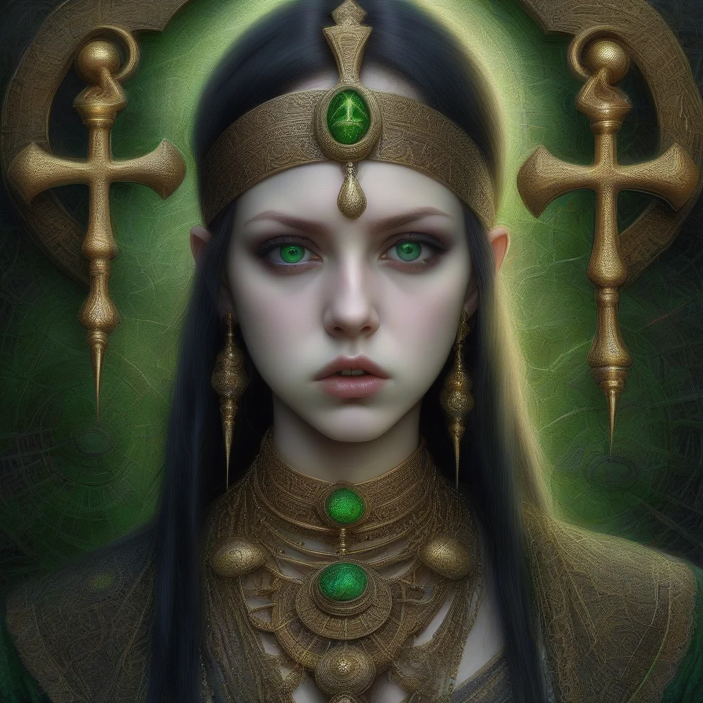 <lora:DeepDream:1>raw photo of a young, pale, goth, attractive, friendly, casual, delightful, intricate, gorgeous, female, piercing green eyes, wears a gold ankh necklace, femme fatale, nouveau, curated collection, nikon, award winning, breathtaking, groundbreaking, superb, outstanding, photoshopped, dramatic lighting, DeepDream