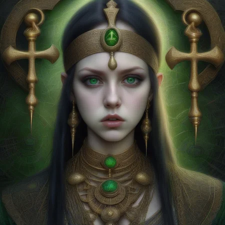 <lora:DeepDream:1>raw photo of a young, pale, goth, attractive, friendly, casual, delightful, intricate, gorgeous, female, piercing green eyes, wears a gold ankh necklace, femme fatale, nouveau, curated collection,  nikon, award winning, breathtaking, groundbreaking, superb, outstanding, photoshopped, dramatic lighting,  DeepDream