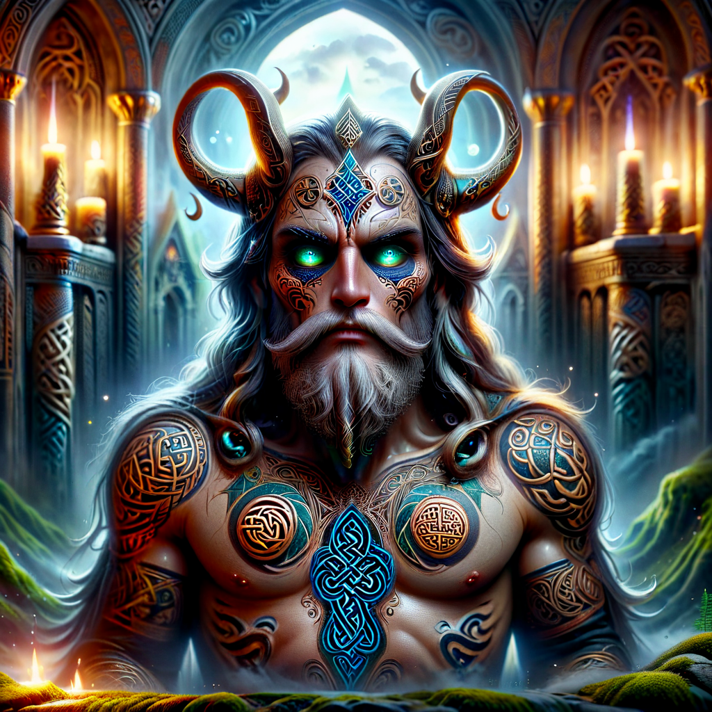 Gothic style with dark and mysterious themes, intricate details, and ornate architecture, father god, who was often a god of the tribe and of the dead, morbid, dark, murder face, dark themes, mysterious, intricate details, ornate architecture, dramatic, eerie, haunting, medieval, atmospheric,hyper detailed, maximum fidelity, quality, cinematic, subsurface scattering, maximal attention to correctness and detail, spectrographic illumination, rainbow environmental refraction, breathtaking, hyper realistic, hyper detailed, maximum fidelity, ultra high detail, ultra HD, professional RAW photography, luminous refractions, subsurface scattering, dynamic hdr tone mapping, maximal attention to correctness and detail