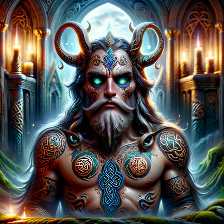 Gothic style with dark and mysterious themes, intricate details, and ornate architecture, father god, who was often a god of the tribe and of the dead, morbid, dark, murder face, dark themes, mysterious, intricate details, ornate architecture, dramatic, eerie, haunting, medieval, atmospheric,hyper detailed, maximum fidelity, quality, cinematic, subsurface scattering, maximal attention to correctness and detail, spectrographic illumination, rainbow environmental refraction, breathtaking, hyper realistic, hyper detailed, maximum fidelity, ultra high detail, ultra HD, professional RAW photography, luminous refractions, subsurface scattering, dynamic hdr tone mapping, maximal attention to correctness and detail