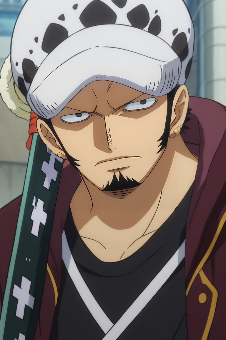 score_9, score_8_up, score_7_up, source_anime, , anime screencap, , official style, looking at viewer, , depth of field, 1boy, solo, male focus, <lora:law_trafalgar_pony:0.98>, law_trafalgar, black hair, black eyes, short hair, facial hair, sideburns, long sideburns, goatee, hat, , weapon, sword, sheathed, holding weapon, , science fiction superhero, , <lora:sdxl_lightning_8step_lora:1>