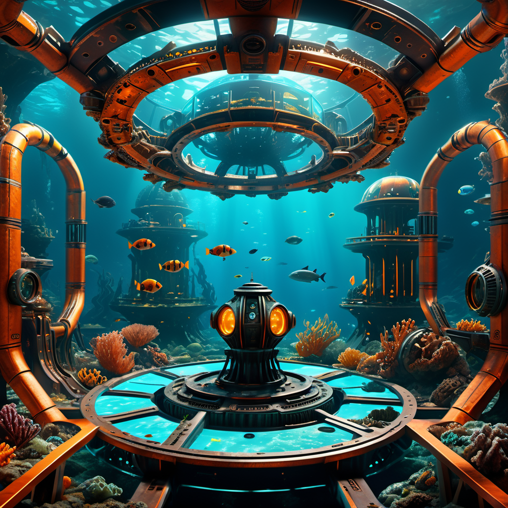 ((best quality)), ((masterpiece)), ((realistic,digital art)), (hyper detailed), DonMCyb3rN3cr0XL Underwater Base, octane rendering, raytracing, volumetric lighting, Backlit,Rim Lighting, 8K, HDR,  <lora:DonMCyb3rN3cr0XL-000009:0.9>