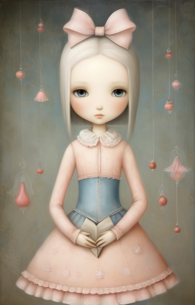 masterpiece,best quality,<lora:tbh340-sdxl:0.75>,illustration,style of Nicoletta Ceccoli, portrait of idolmaster cinderella girls,