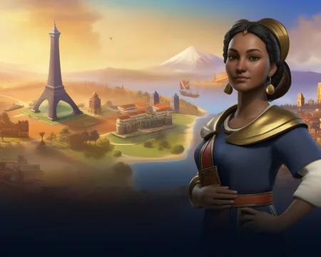 Civilization 6 style,1girl, day, city background, <lora:ææXLv1:1>
