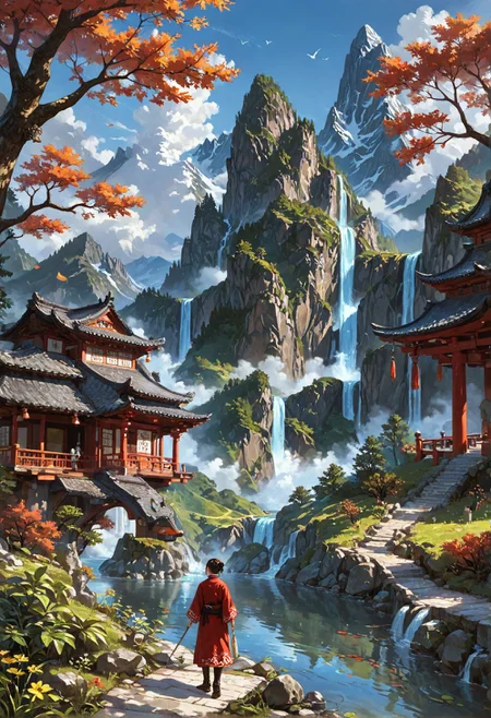 score_9,score_8_up,score_7_up,embedding:zPDXL2, masterpiece,best quality,highly detailed,detailed background, film grain,glowing,hand person,Expressiveh, , outdoors, sky, day, cloud, water, tree, no humans, building, nature, scenery, forest, mountain, architecture, bridge, east asian architecture, river, landscape<lora:增强\LCM_LoRA_Weights_SDXL.safetensors:1.0:1.0> <lora:增强\(增强)Hands XL 4.safetensors:1.25:1.25> <lora:风格\收藏\Concept Art DarkSide Style LoRA_Pony XL v6.safetensors:0.4:0.4> <lora:增强\glowneon_xl_v1.safetensors:1.0:1.0> <lora:增强\(增强)Expressive_H-000001.safetensors:0.8:0.8>
