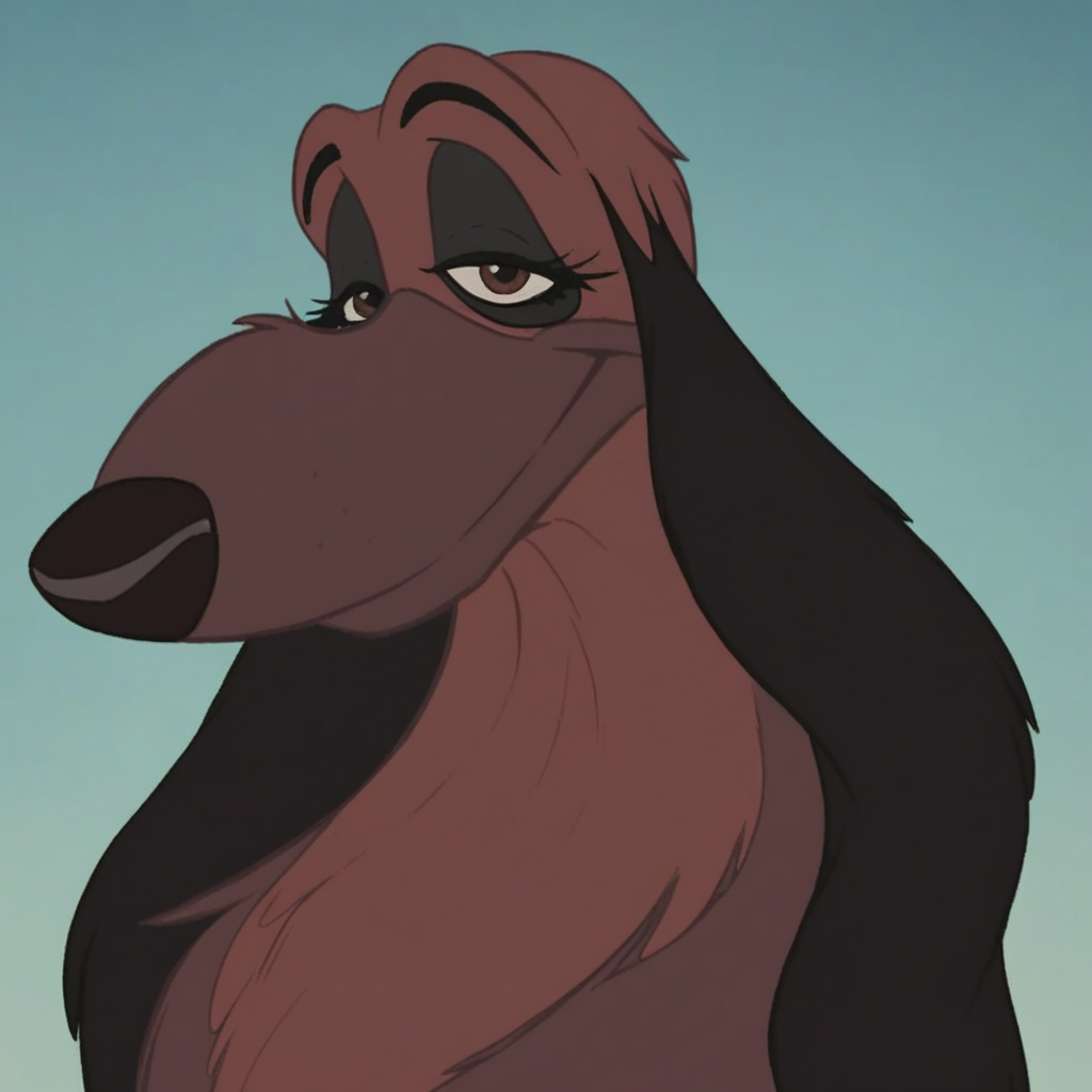 score_9, score_8_up, score_7_up, masterpiece, best quality, highly detailed, realistic, RubyLT, 1girl, solo, furry, feral, canine, female dog, black ears, floppy ears, black eyebrows, brown eyes, black nose, brown body, brown fur, closed mouth, smile, looking at viewer, blue background, simple background