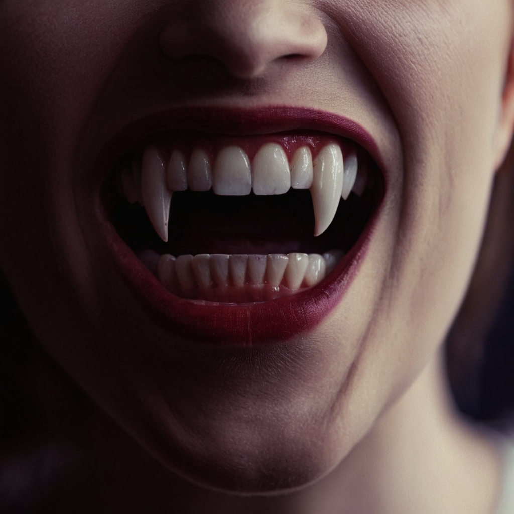 cinematic film still of  <lora:perfection style:0.5> perfection style
 <lora:fang:0.8>
vampire fangs teeth a close up of a person with a tooth missing, scary, thriller, horror style, gothic movie themed, sharp, detailed, epic cinematic photography, artistic, creative, dramatic light, cinematic color style, Kodak film style, vampire fangs teeth style, vampire teeth style, vampire fangs style, 1girl, solo, teeth, tongue, close-up, realistic, open mouth, traditional media, horror (theme), closeup, sharp asymmetrical teeth
, shallow depth of field, vignette, highly detailed, high budget, bokeh, cinemascope, moody, epic, gorgeous, film grain, grainy