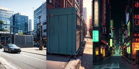 highly insanely detailed, masterpiece, top quality, best quality, highres, 4k, 8k, RAW photo, (very aesthetic, beautiful and aesthetic), bebop cityscape, buildings, radiator, ait conditioning, cardboard box, trash, street, car, <lora:bebopv01:0>,
__lazy-wildcards/dataset/background-color__âââ