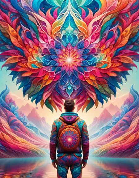 digital art designed by Alena Aenami, vibrant art, Digital art, contour rivalry drawing, 3D Rendering of a majestic, athletic (ral-kldscop:1.3) , One Hand in Pocket, Empty Eyes, Surreal digital illustrations, dreamscapes, ethereal environments, cinematic lighting, storytelling through visuals, otherworldly atmospheres, <lora:ral-kldscop:1>, epic composition, magic atmosphere, badge, great light, dynamic cinematic color, luxury