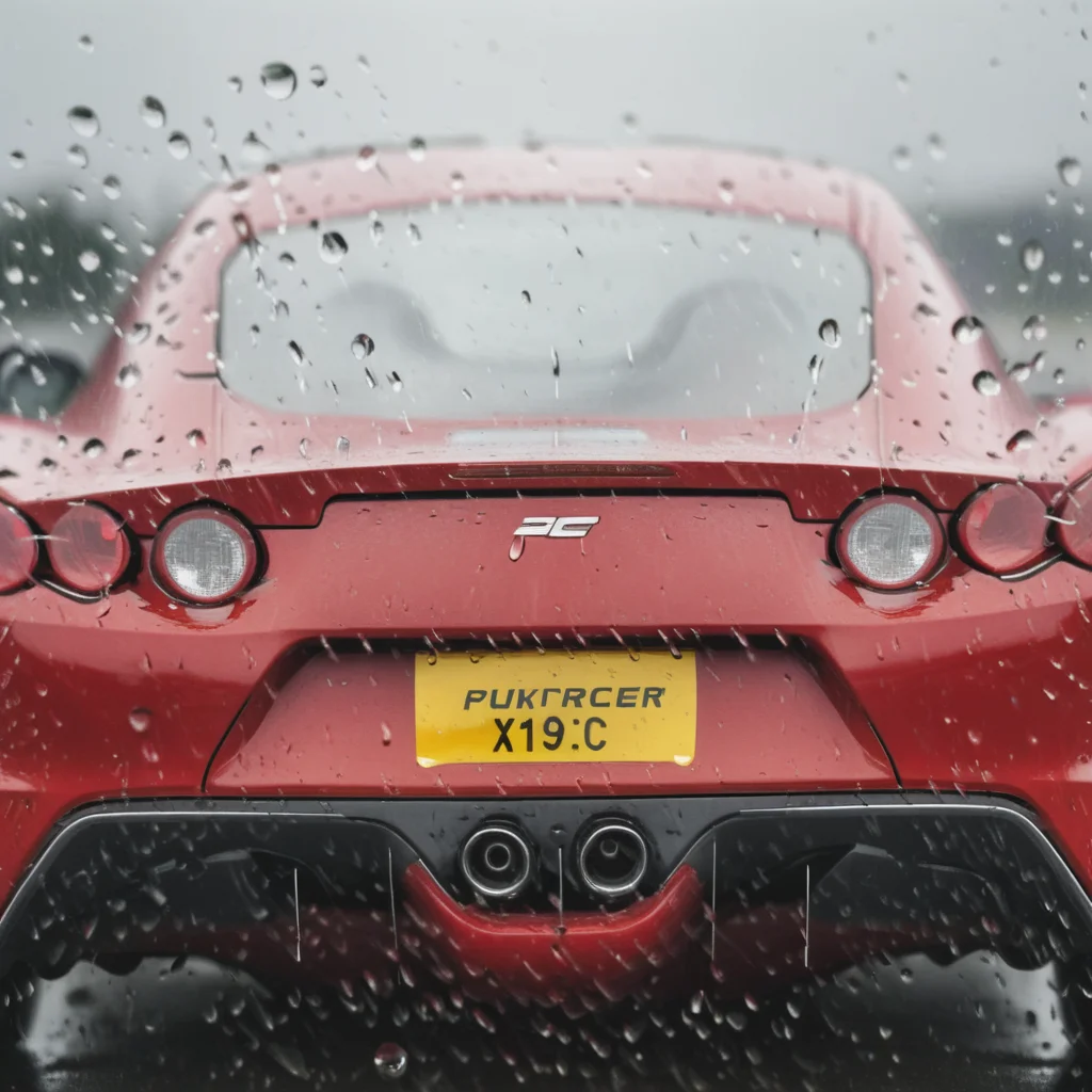 a sports car behind rain on glass<lora:Rain_on_Glass_XL:1>