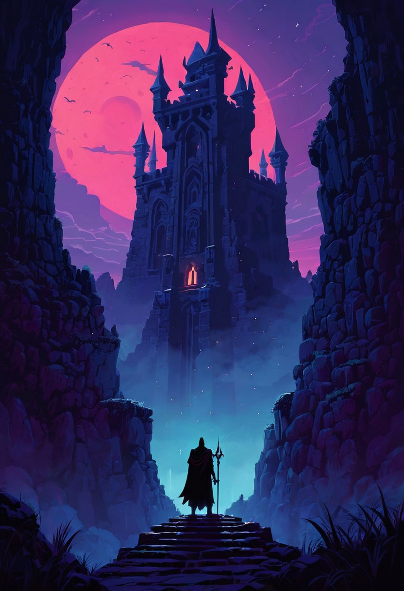 A dark ruin, home to djinn, advntr, OverallDetailXL, by Alena Aenami and [James Gilleard|Mark Lovett] in the style of [Shahab Alizadeh:Thomas Kinkade:0.25]