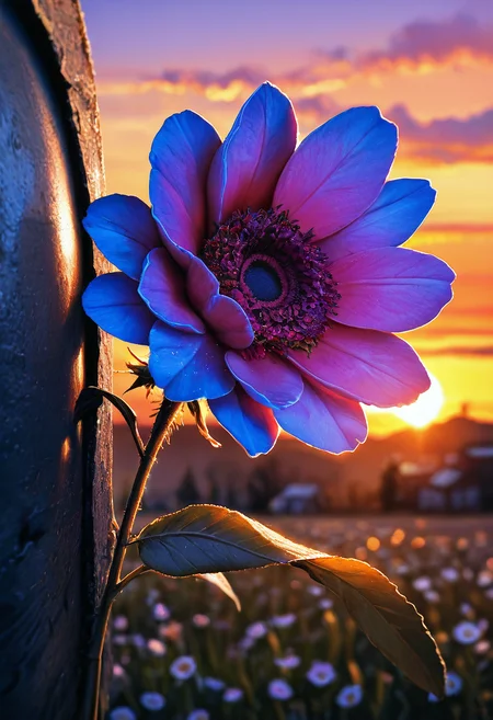masterpiece, best quality, amazing quality, realistic, contrast, sunset, medieval fantasy, flower, colorful, close-up, rim lighting, <lora:zy_illustrious_Realism_Enhancer_v1:0.9>