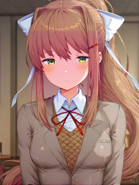 <lora:my_own_style1-000019:1> myownsytle <lora:ddlc-monika-ingame-illustriousxl-lora-nochekaiser:1> monika \(doki doki literature club\)