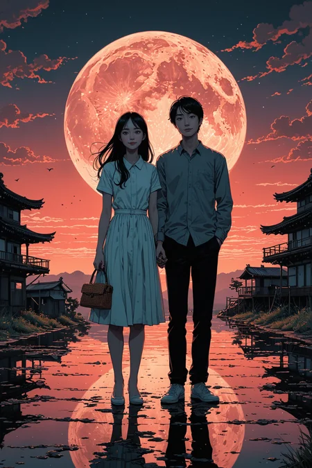 by Alena Aenami and Phuoc Hoai Nguyen in the style of Junji Ito and Lisa Keene