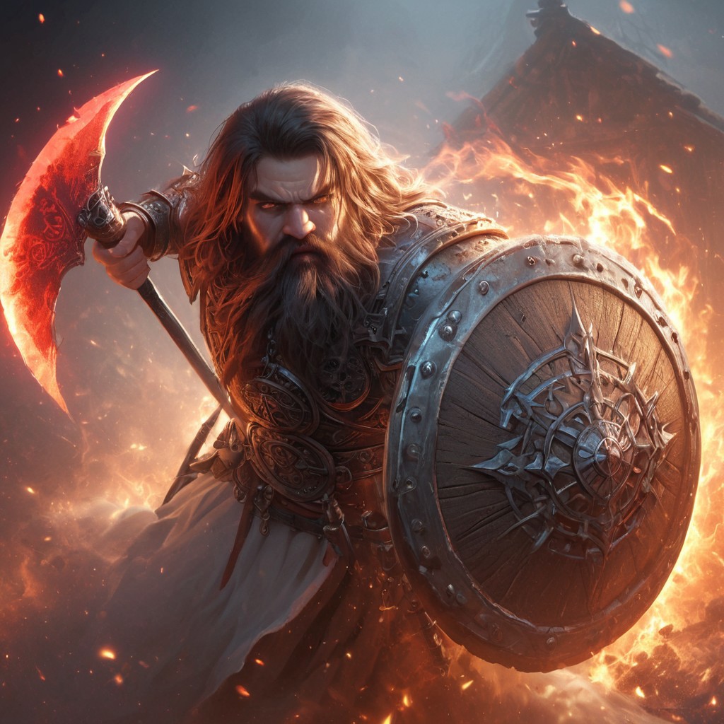 realistic, photorealistic, Expressiveh, score_9, score_8_up, score_7_up, axe and shield,
1boy, solo, Dwarf, short stature, brown hair, old, big nose, going berserk, angry, (wielding an axe:1.1), 
source_anime, in the fog, silhouette, small village on fire, medieval, feudal, 
from above, close up, battle, blood spray, magic,