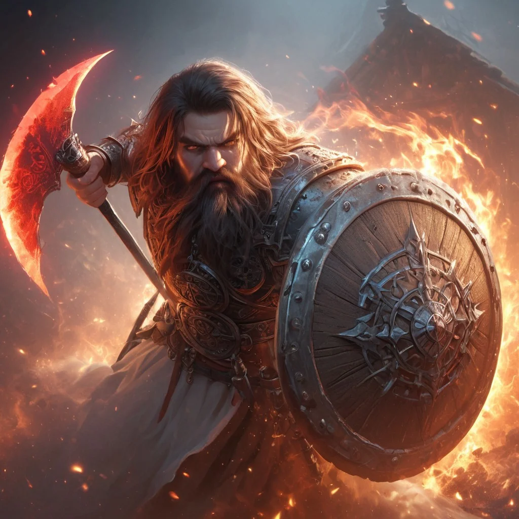 realistic, photorealistic, Expressiveh, score_9, score_8_up, score_7_up, axe and shield,
1boy, solo, Dwarf, short stature, brown hair, old, big nose, going berserk, angry, (wielding an axe:1.1),
source_anime, in the fog, silhouette, small village on fire, medieval, feudal,
from above, close up, battle, blood spray, magic,