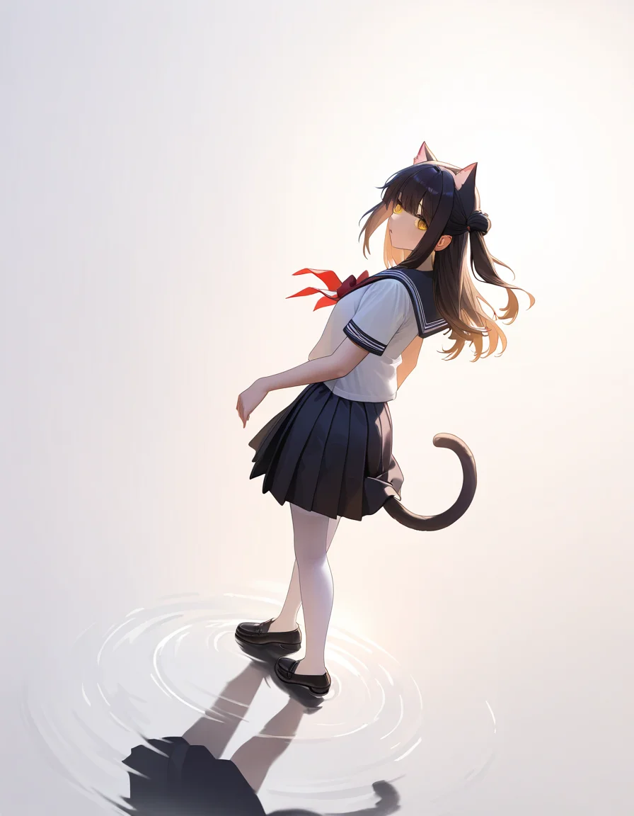yuugure,1girl,solo,simple background,white background,looking at viewer,<lora:yuugure-000014:1>,serafuku,full body,, masterpiece, best quality, very aesthetic, absurdres,newest, incredibly absurdres,, ((((very awa)))),((golden light)),(diffuse reflection:1.3),{best quality, amazing quality, very aesthetic,absurdres,realistic,reverse light,golden light,},best quality,amazing quality,very aesthetic,absurdres