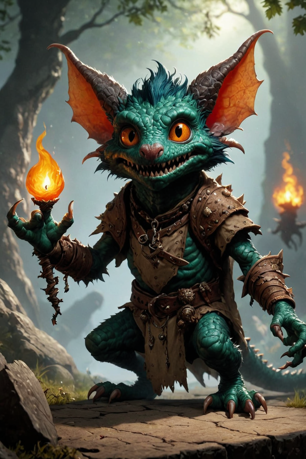 ultra realistic 8k cg, masterpiece, professional artwork, cinematic lighting,  painting of a (Kobold) summoning monsters <lora:Fantasy_Monsters_XL:1>