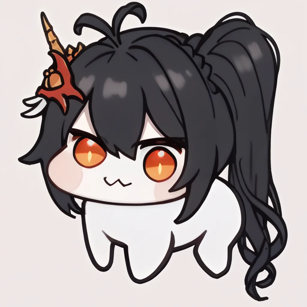 sscore_9_up, score_8_up, score_7_up, source_anime, doro, creature, :3, chibi, no humans, four legs, solid circle eyes, no pupils, white skin, <lora:Doro_X_PDXL_V1:1.0> <lora:cecikr-ponyxl-beta2-08:0.9>, black hair, side ponytail, sidetail, cecihonor, red hair ornament, antenna hair, slit pupils, white background, simple background,