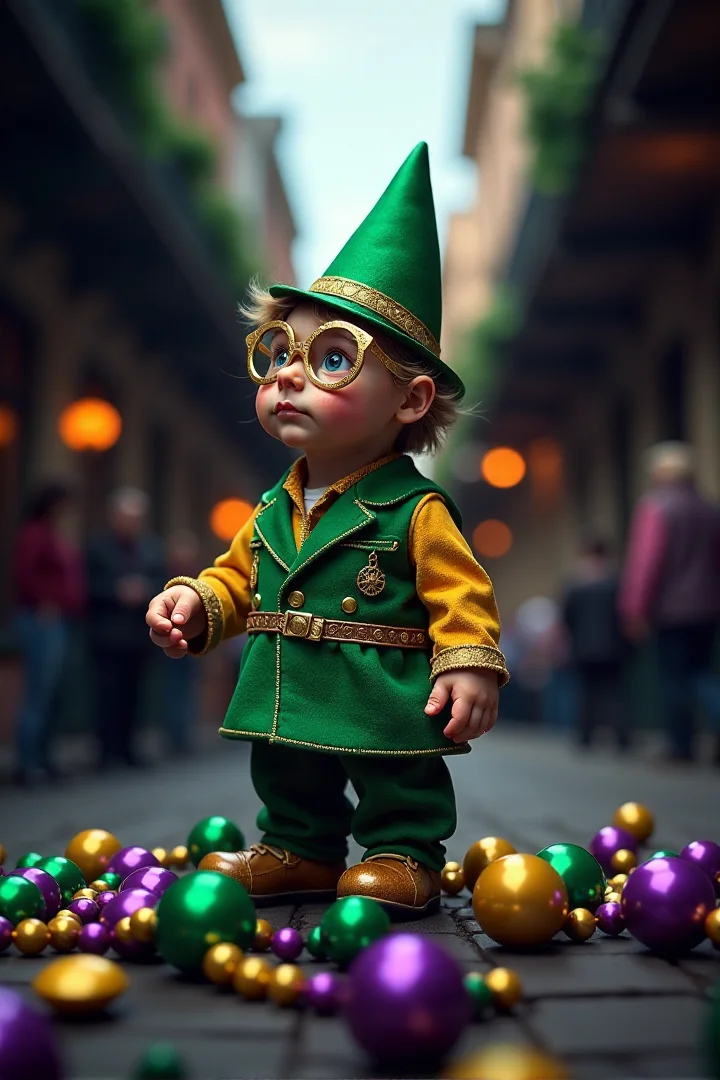 Whimsical images of mardi gras, vibrant colors, carnival atmosphere, The Magic of the Mardi Gras Beads: It's said that each Mardi Gras bead holds a tiny bit of magic, and when they're all combined, they create a powerful energy that makes the celebration so special. Can you, a bead collector and magic enthusiast, gather enough beads to harness this energy and make this year's Mardi Gras the most magical one yet?âââ