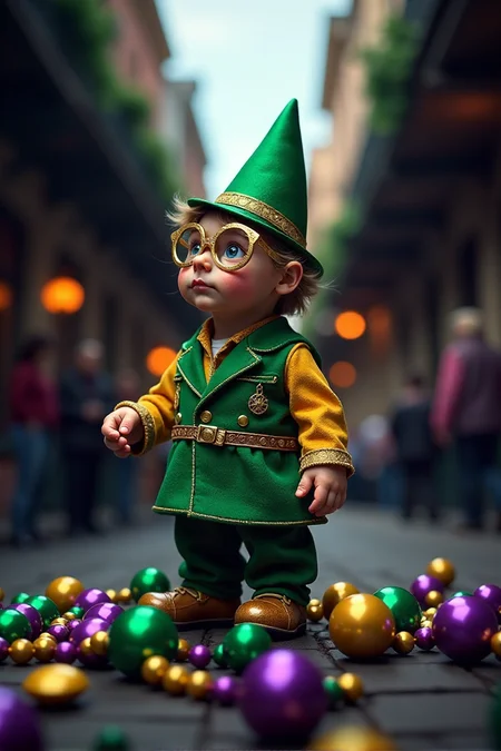 Whimsical images of mardi gras, vibrant colors, carnival atmosphere, The Magic of the Mardi Gras Beads: It's said that each Mardi Gras bead holds a tiny bit of magic, and when they're all combined, they create a powerful energy that makes the celebration so special. Can you, a bead collector and magic enthusiast, gather enough beads to harness this energy and make this year's Mardi Gras the most magical one yet?âââ