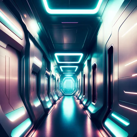 (corridorfuturism style:1) hallway in a sci - fi environment <lora:djzCorridorFuturismV21:0.8>