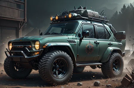 3D digital painting, global illumination, subsurface scattering, specular lighting, hdr, 8K, nanite raytraced, (battlecar:1.1), (compact car:1.08), (painted dragon scales:1.05), vehicle focus, no humans, car, wheel, tire, debris, glowing symbols, futuristic, clean <lora:BattleCars_v2_50_clip2_R-128:0.41><lora:WitchcraftPunkAI:0.5>, WitchcraftPunkAI, large format photography, masterpiece, best quality, absurdres, detailed, ultra-detailed, max detail, 4k uhd