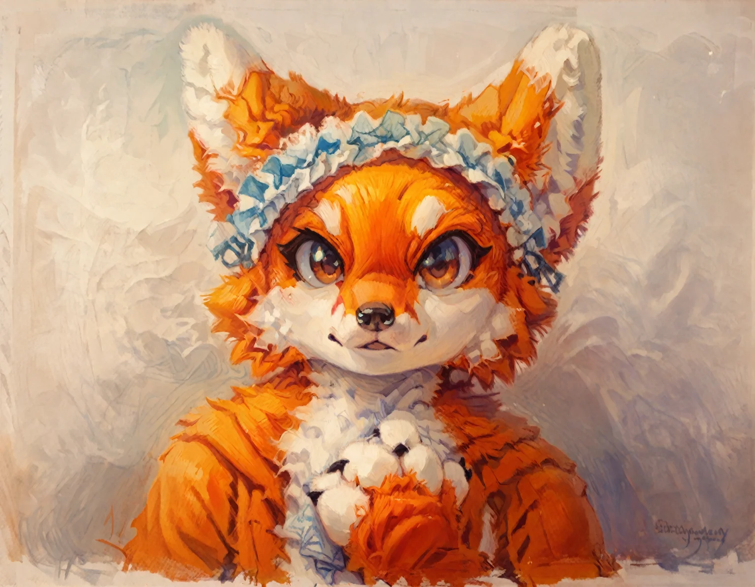 <lora:eugene-jansson_pony_v1:1> ' full fur suit ' by Jansson Eugène in 1910, portrait \(genre\), Symbolism \(style\), <lora:FullFurSuitPonyLora:1> furry paws, furry ears, furry, furry fox, score_9, score_6_up, score_7_up