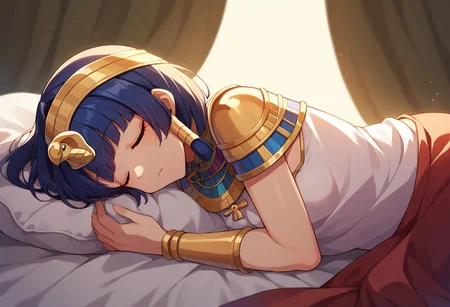 score_9, score_8, score_7, source_anime, egyptian clothes, sleeping