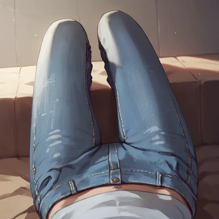 score_9, score_8_up, score_7_up, score_6_up, score_5_up, score_4_up, <lora:f3mp0vXLP:0.9> f3mp0v, 1girl, jeans,