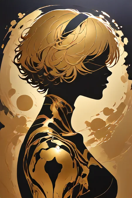 score_9,score_8_up,<lora:Turbo_XL:1>,<lora:Silhouette_with_Gold_Foil-05:1>,silhouette_with_gold_foil,abstract,upper body,silhouette of 2b \(nier:automata\),blindfold,