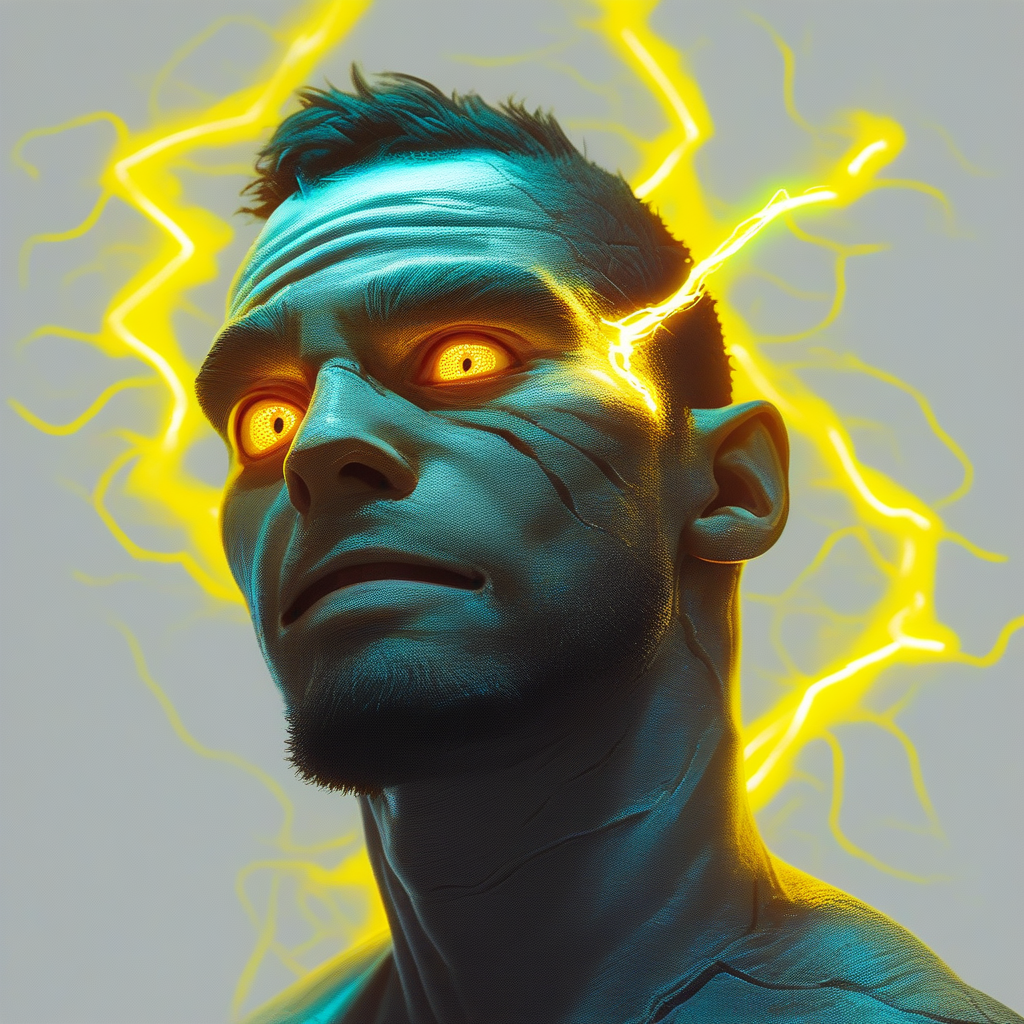 end_tripwire_morph, solo, male focus, 1boy, electricity, glowing, portrait, colored skin, grey background, teeth, simple background, yellow eyes, neon, wires, made of wires, cables, outlined with wires and neon, neon outlines, wire sculpture, neon wire sculpture, score_9, score_8_up, score_7_up, score_6_up, score_5_up, score_4_up,