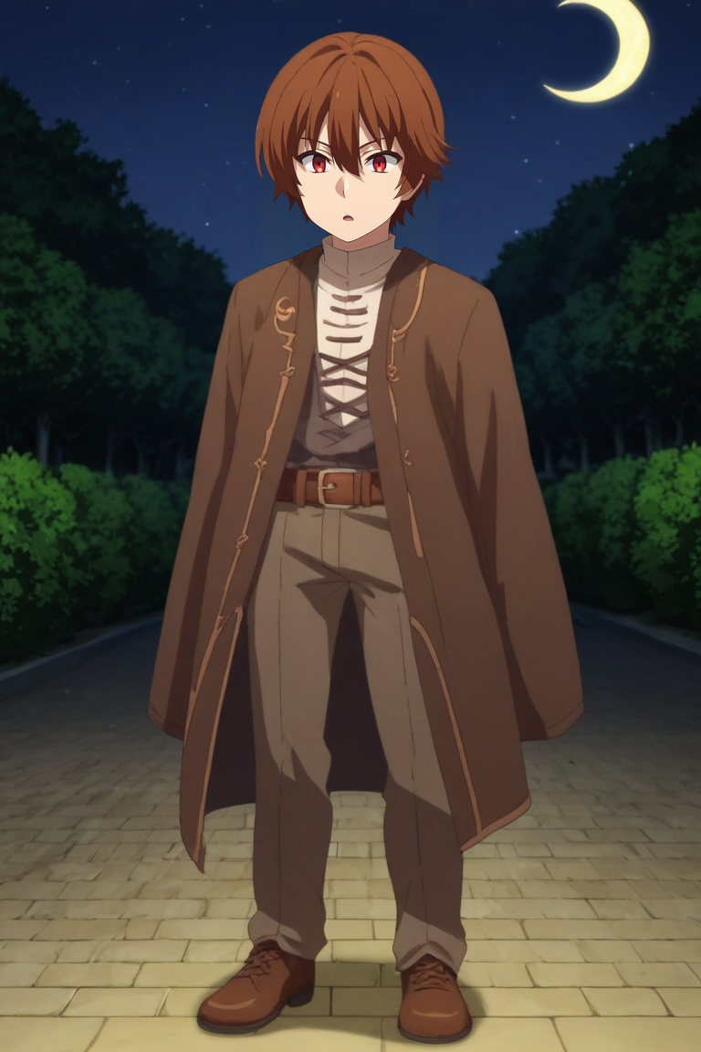score_9, score_8_up, score_7_up, source_anime, rating_safe, , semi-realistic, , , 1boy, solo, male focus, <lora:keyaru_kaifuku_jutsushi_pony:0.96>, keyaru_kaifuku_jutsushi, brown hair, red eyes, short hair, hair between eyes, bangs, aged down, , straight-on, full body, venice, gondola ride, night, crescent moon, twisted torso, open mouth, , <lora:sdxl_lightning_8step_lora:1>