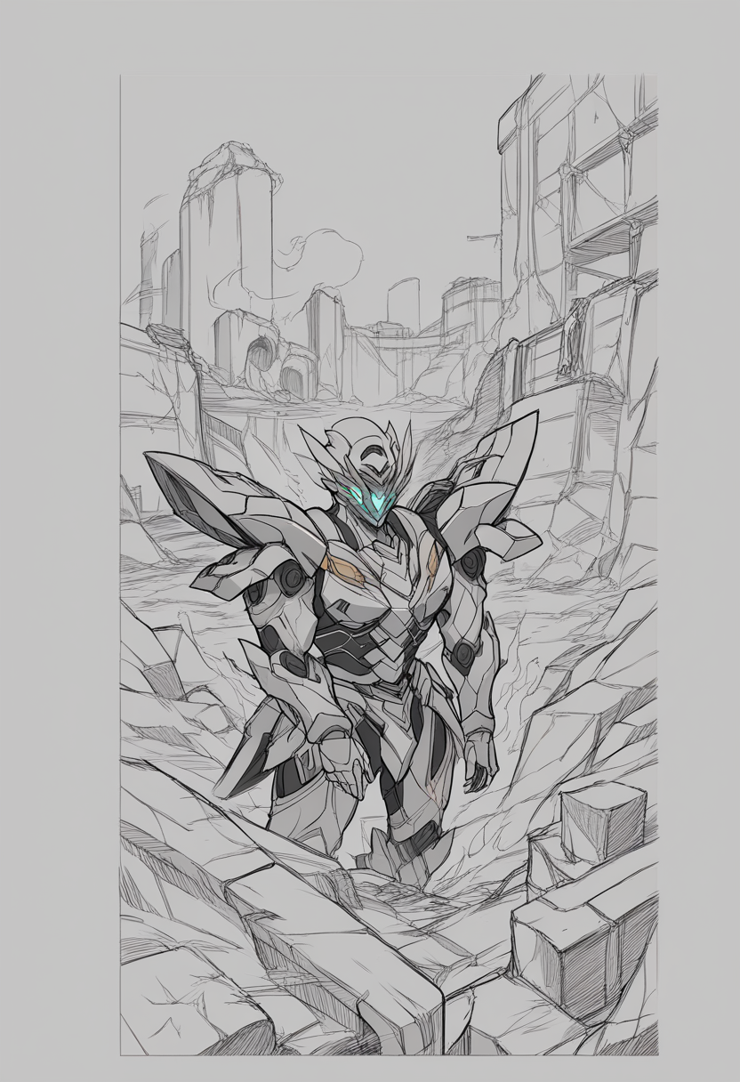 score_9, score_8_up, source_anime, SAM, mecha, full armor, helmet, ruins, wasteland, burning, fire, flames, lineart, sketch, <lora:ChamFireflyPonyXL:1>, <lora:Potat-lineart_sketch_v1-USENEG:-0.9>