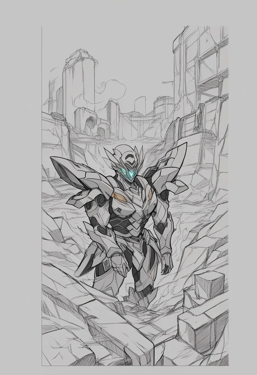 score_9, score_8_up, source_anime, SAM, mecha, full armor, helmet, ruins, wasteland, burning, fire, flames, lineart, sketch, <lora:ChamFireflyPonyXL:1>, <lora:Potat-lineart_sketch_v1-USENEG:-0.9>
