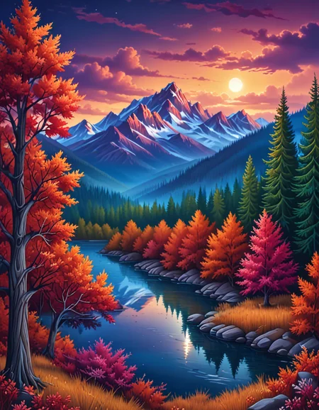 novuschroma06 style autumn landscape with mountains <lora:novuschroma06 style:1>, <lora:sdxl_lightning_8step_lora:1>