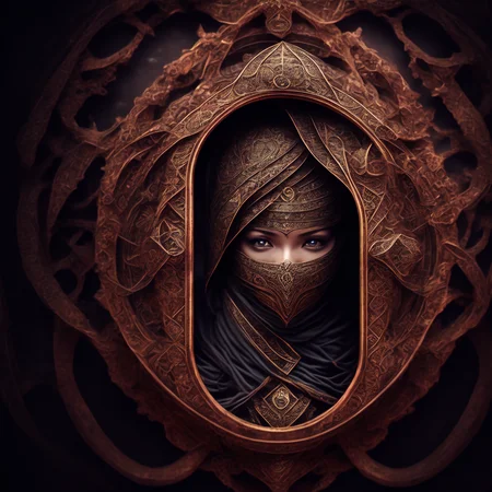 photo beyond the end of time, ornate Ninja (EndtimesNinja style:1) <lora:djzEndtimesNinja:0.8)