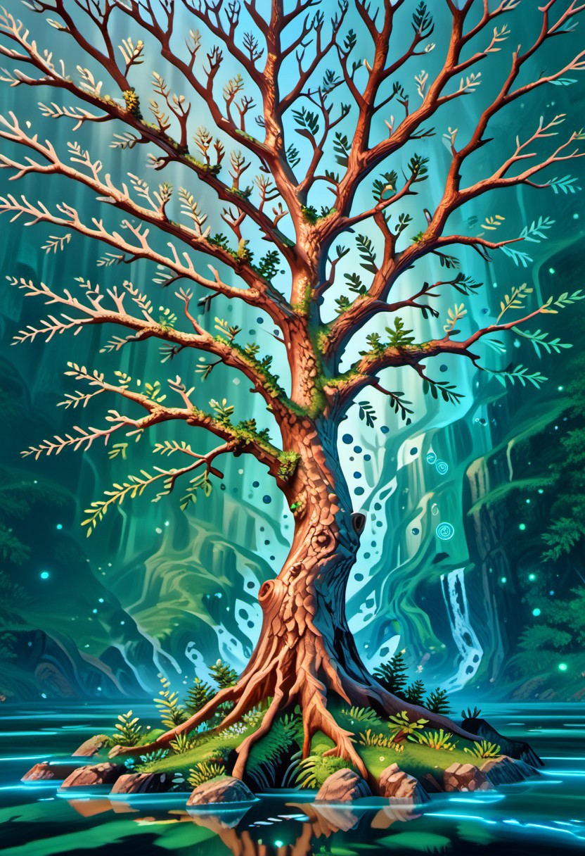 score_9, score_8_up, score_7_up, score_6_up, source_anime, masterpiece,
mythp0rt,
Vicineko, 3d, 
water,
abstract representation of tree branches focusing on their fractal nature, tree branches, abstract, natural fractal, intricate design, nature,